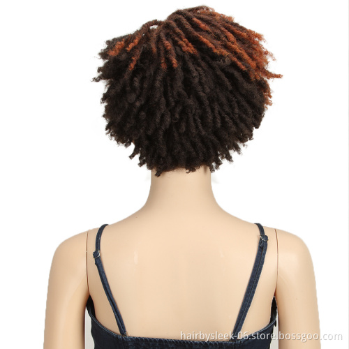 Magic Hair 10 Inches Afro Kinky Curly Wig Synthetic Short Wigs With Bangs Ombre Color Adjustable Wigs for Black Women